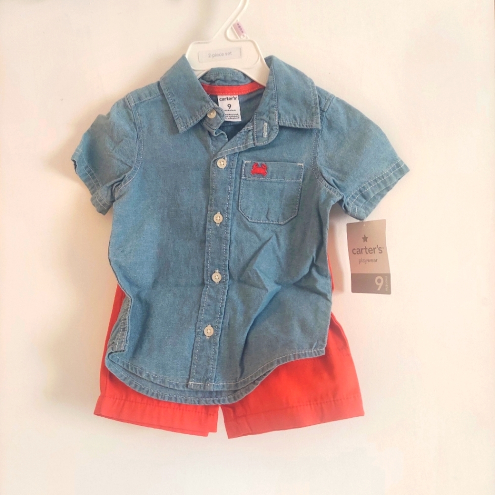 NWT Carter's Button Down Shirt and Pant Set